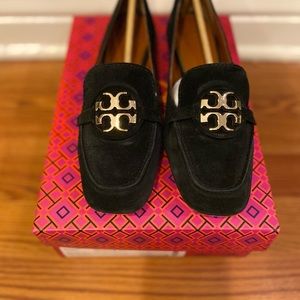 TORY BURCH MILLER METAL-LOGO LOAFER, SUEDE